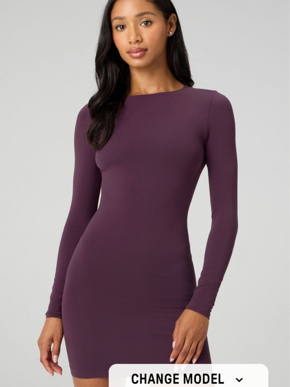 NWY Fabletics seamless Long-Sleeve Dress in Plum